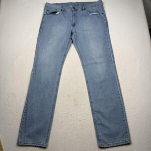 Mott & Bow Jeans Mens 36x34 Light Wash Blue Slim Straight Leg Stretch Denim